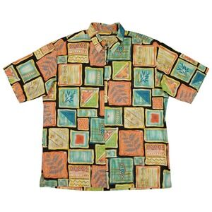 Tori Richard Button Up Shirt Mens L Multicolor Abstract Geometric Cotton Lawn